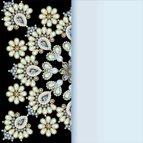 Stones and diamonds floral background vector 01