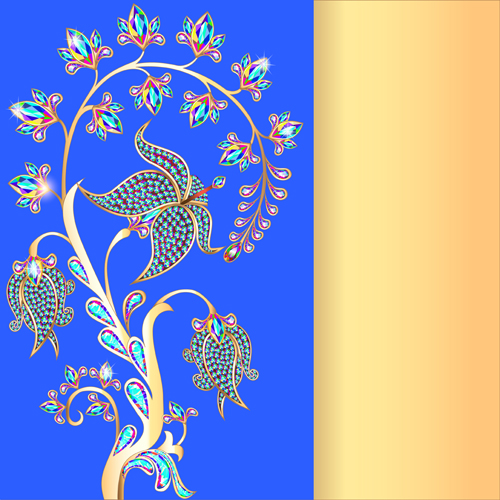 Stones and diamonds floral background vector 02 Stones and diamonds floral background vector 02