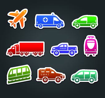 Different Transport stickers vector 01 Different Transport stickers vector 01