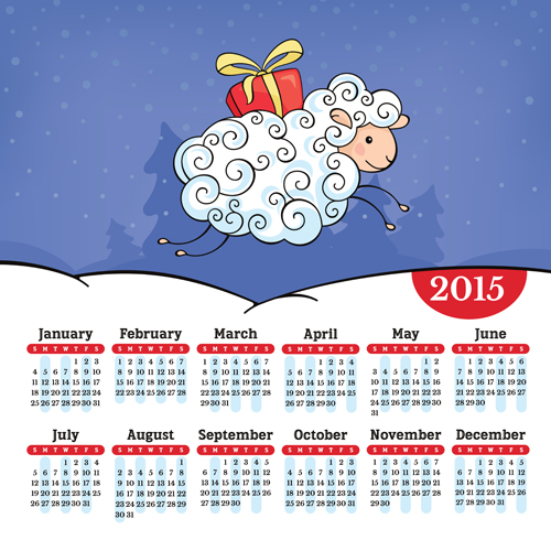 Year of the sheep 2015 calendar vector 01 Year of the sheep 2015 calendar vector 01