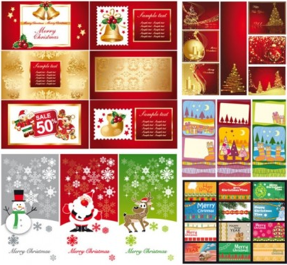 Christmas greeting cards set vector Christmas greeting cards set vector