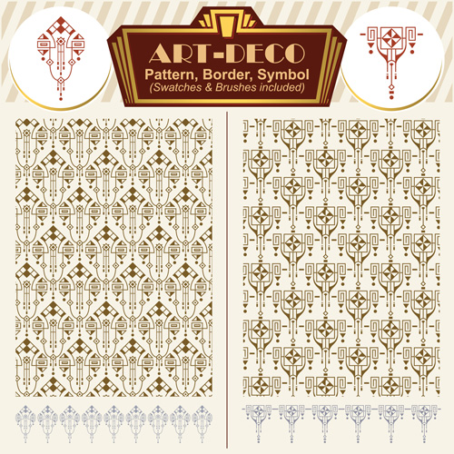 Art deco symbol with pattern and borders vector 09 Art deco symbol with pattern and borders vector 09