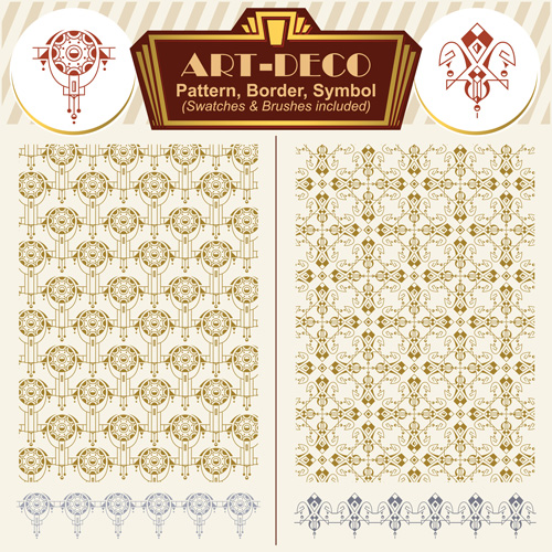 Art deco symbol with pattern and borders vector 10