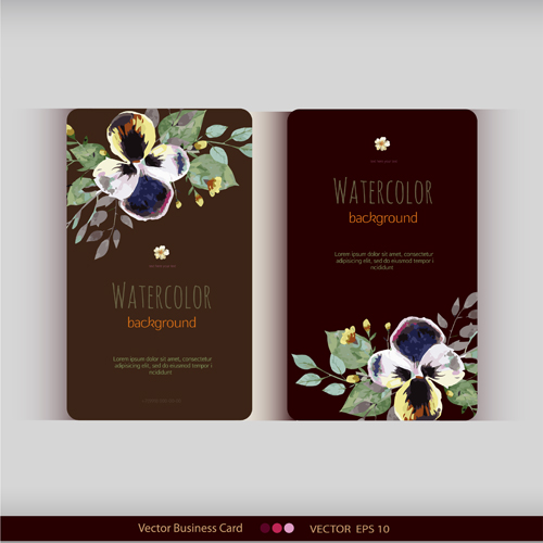 Beautiful watercolor flower business cards vector set 29 Beautiful watercolor flower business cards vector set 29