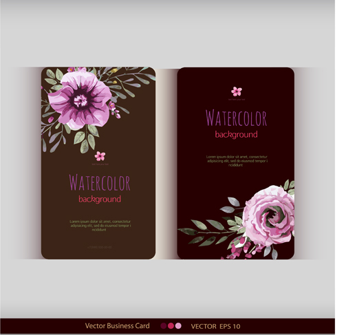 Beautiful watercolor flower business cards vector set 30 Beautiful watercolor flower business cards vector set 30