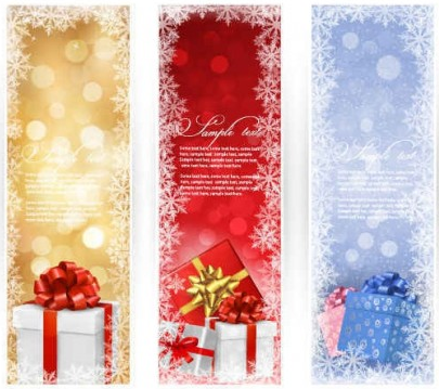 Christmas Gift banner with gift boxs vector material Christmas Gift banner with gift boxs vector material