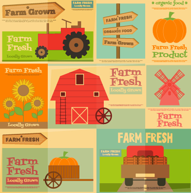 Farm fresh food flat retro background vector 01 Farm fresh food flat retro background vector 01