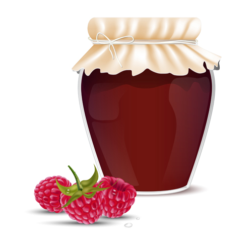 Fresh jam with Jar and fruits vector 07 Fresh jam with Jar and fruits vector 07