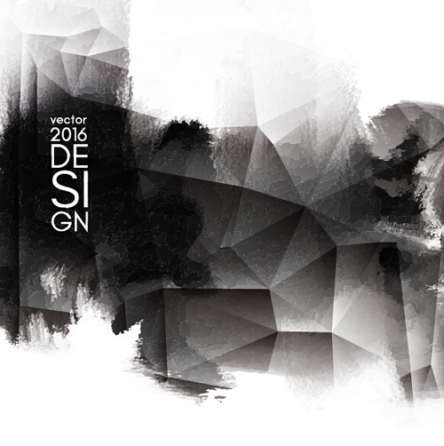Geometric shapes with inkblot grunge background vector 01 Geometric shapes with inkblot grunge background vector 01