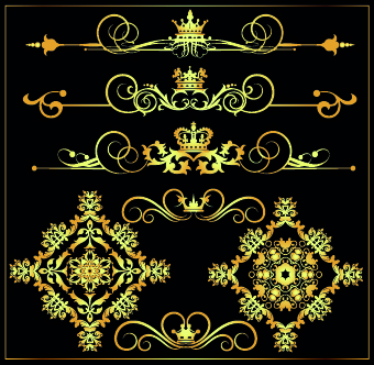 Gold calligraphic decor vector 08 Gold calligraphic decor vector 08