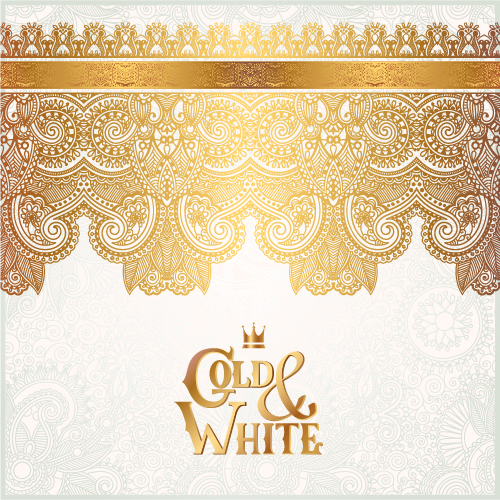 Gold with white floral ornaments background vector illustration set 21 Gold with white floral ornaments background vector illustration set 21