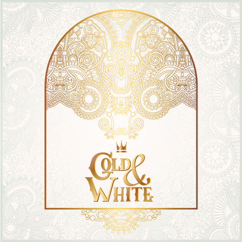 Gold with white floral ornaments background vector illustration set 25 Gold with white floral ornaments background vector illustration set 25