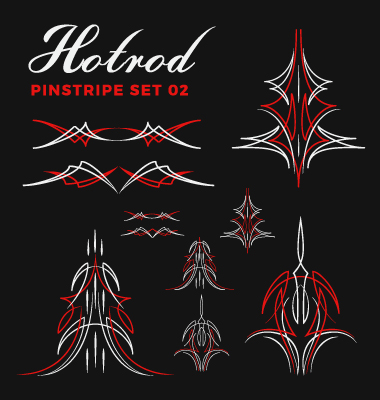 Hotrod pinstripe vector illustration set 02 Hotrod pinstripe vector illustration set 02