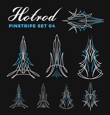 Hotrod pinstripe vector illustration set 04 Hotrod pinstripe vector illustration set 04