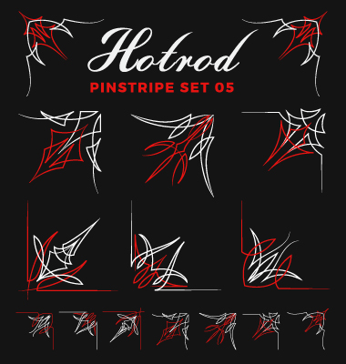Hotrod pinstripe vector illustration set 05 Hotrod pinstripe vector illustration set 05