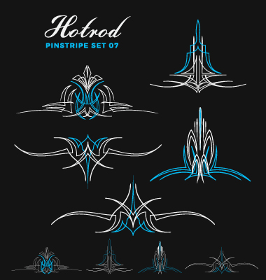 Hotrod pinstripe vector illustration set 07 Hotrod pinstripe vector illustration set 07