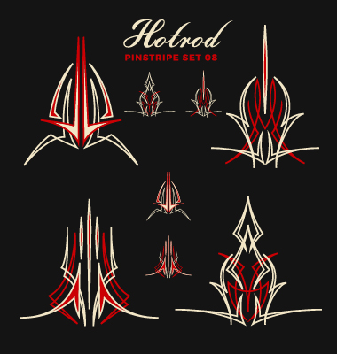 Hotrod pinstripe vector illustration set 08 Hotrod pinstripe vector illustration set 08