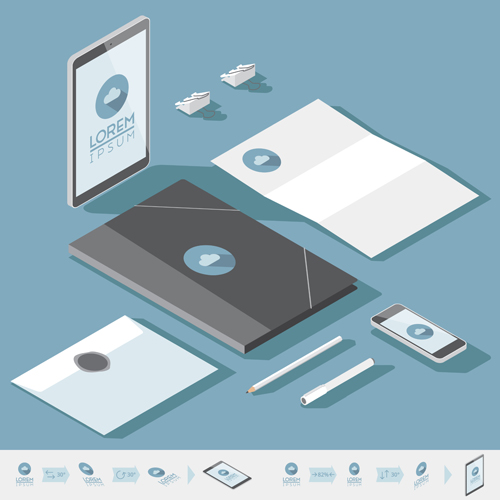 Isometric branding infographics template vector 08