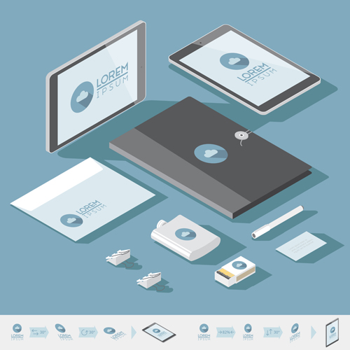 Isometric branding infographics template vector 09