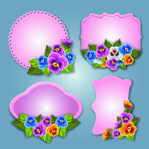 Flower and labels vector 01 Flower and labels vector 01