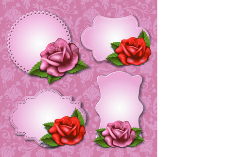 Flower and labels vector 02 Flower and labels vector 02