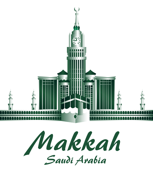 Makkah famous buildings vector 01