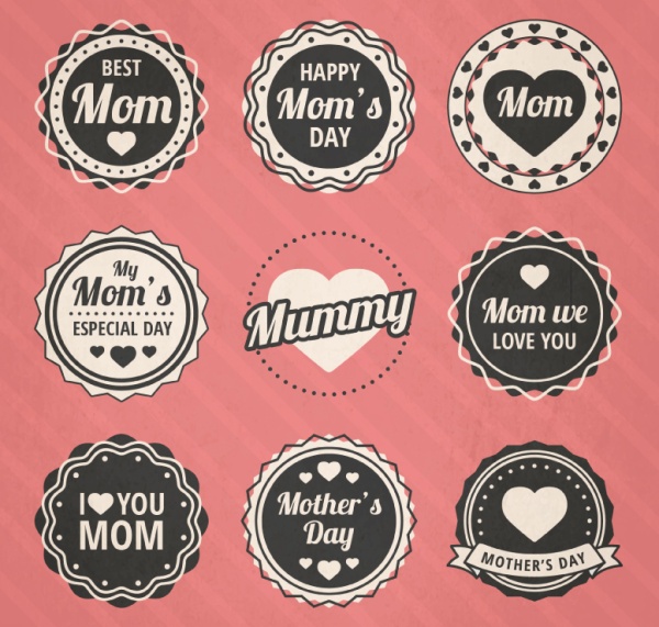 Mothers day badge vector material