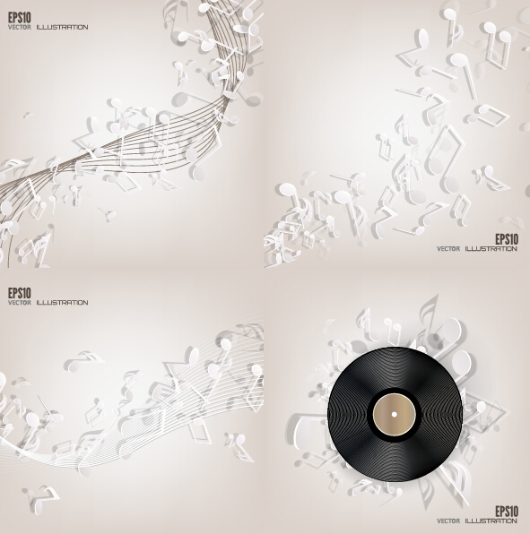 Music note and disc vector background 03 Music note and disc vector background 03
