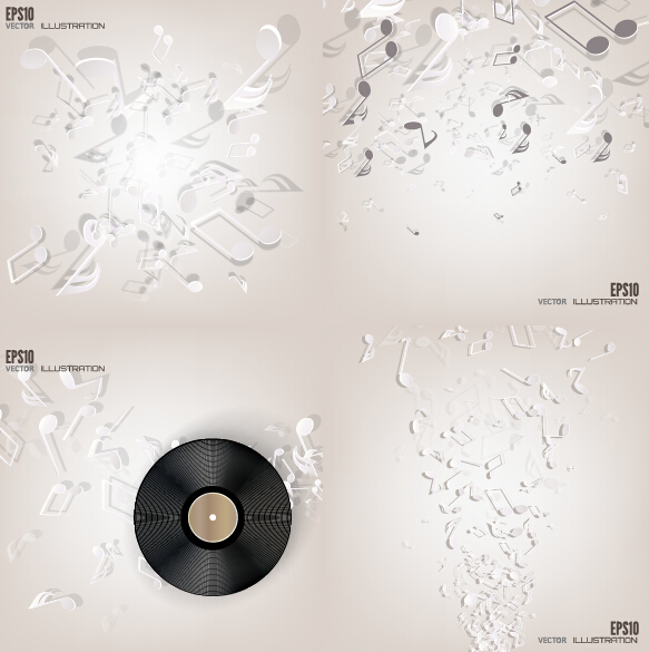 Music note and disc vector background 04 Music note and disc vector background 04