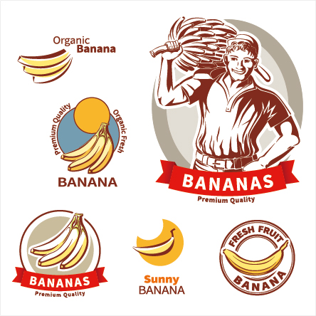 Premium Quality banana labels vector set Premium Quality banana labels vector set