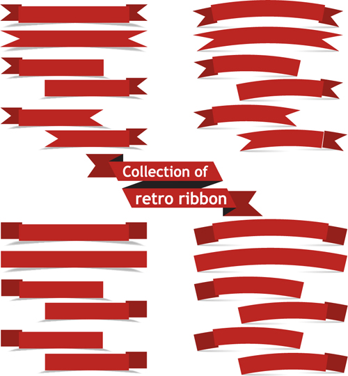 Retro red ribbons vector set 02 Retro red ribbons vector set 02