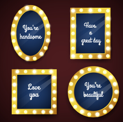 Romantic bulb frames vector set Romantic bulb frames vector set