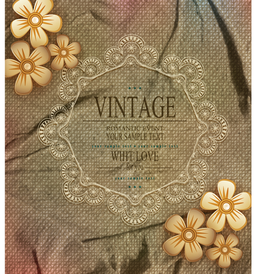 Romantic vintage cards with love vector 02 Romantic vintage cards with love vector 02
