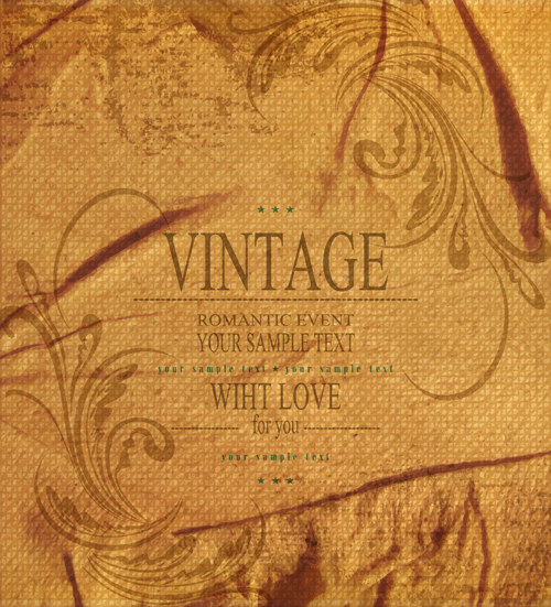 Romantic vintage cards with love vector 03 Romantic vintage cards with love vector 03