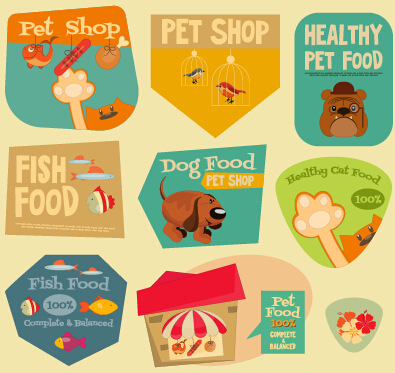 Set of stickers vintage design vectors 04