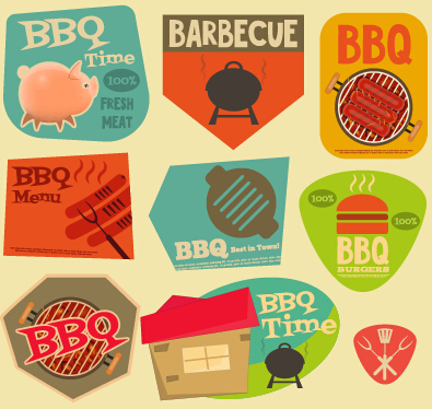 Set of stickers vintage design vectors 06 Set of stickers vintage design vectors 06