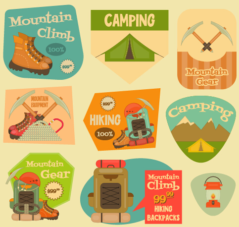 Set of stickers vintage design vectors 08 Set of stickers vintage design vectors 08