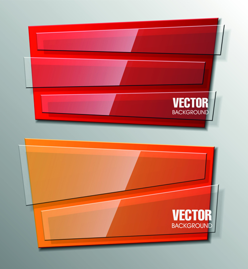 Shiny glass with origami banner vector 01 Shiny glass with origami banner vector 01