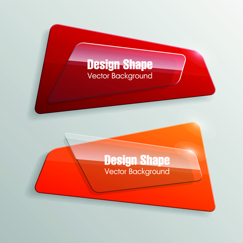 Shiny glass with origami banner vector 02 Shiny glass with origami banner vector 02