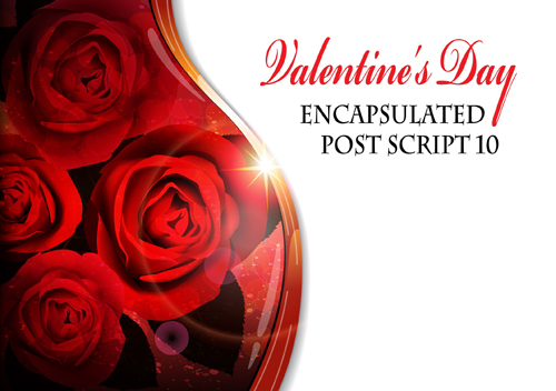 Valentine day card with red rose vector material Valentine day card with red rose vector material