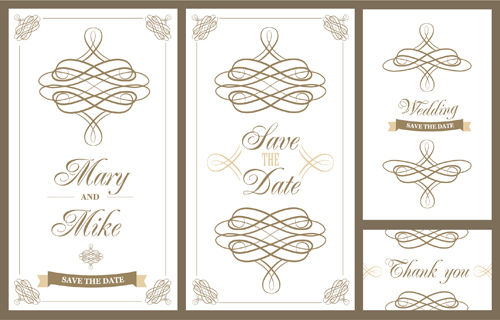 Wedding invitation card with floral vecotr 02 Wedding invitation card with floral vecotr 02