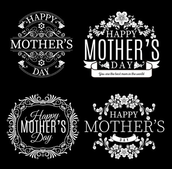 White mothers day labels vector White mothers day labels vector