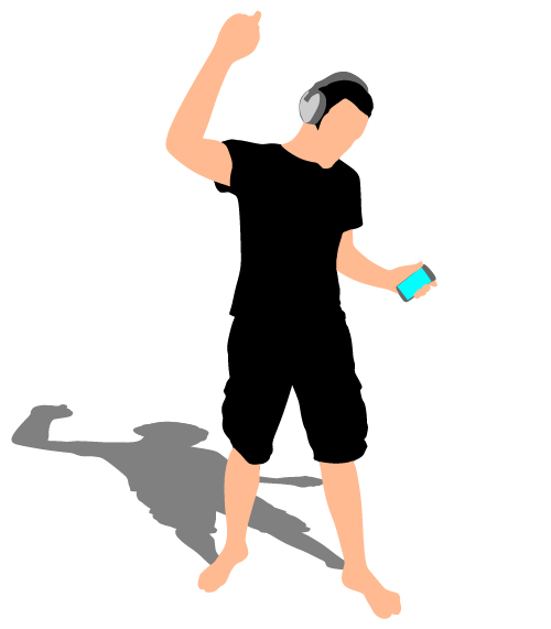 Young man with music vector illustration 02