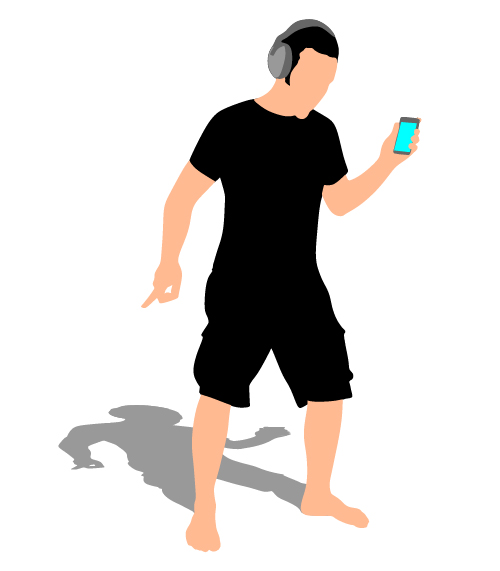 Young man with music vector illustration 03 Young man with music vector illustration 03