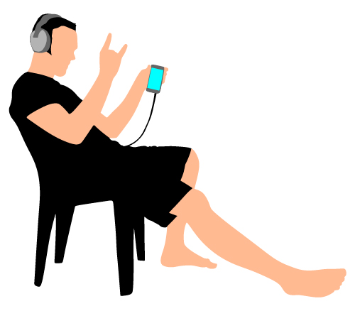 Young man with music vector illustration 04 Young man with music vector illustration 04