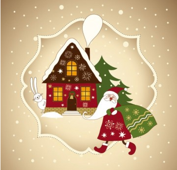 Christmas greeting card vintage vector Christmas greeting card vintage vector