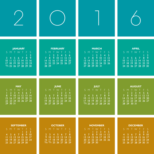 2016 Calendar boxes vector 2016 Calendar boxes vector