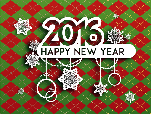 2016 new year with christmas cut paper decor vector 02 2016 new year with christmas cut paper decor vector 02
