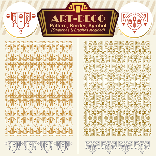 Art deco symbol with pattern and borders vector 01 Art deco symbol with pattern and borders vector 01