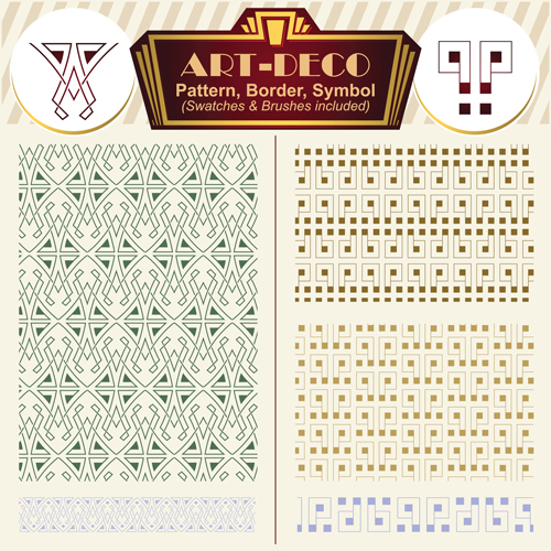 Art deco symbol with pattern and borders vector 02 Art deco symbol with pattern and borders vector 02